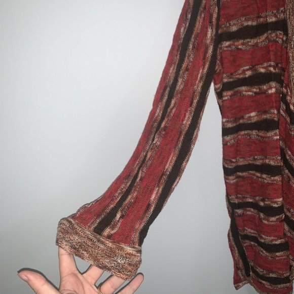 Kate Hill Cardigan Sweater XL Graphic Red Black Womens Open Front Knit NWOT - Picture 5 of 7